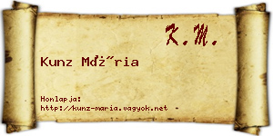 Kunz Mária névjegykártya